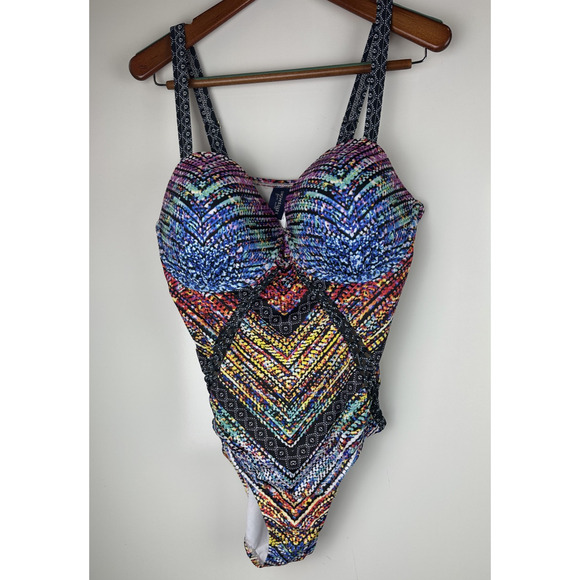 Swimsuits For All Macrame Underwire One Piece Swimsuit Cut Out Plus Size 18 - Picture 15 of 16